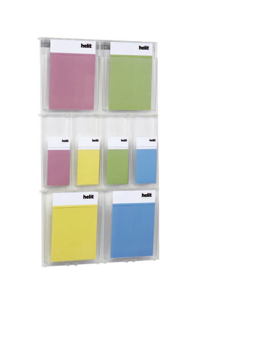 Wandprospekthalter,HxBxT 978x568x54mm,f. 4xDIN A4/4xDIN lang,Ablage(n) transparent,Gestell transparent-0