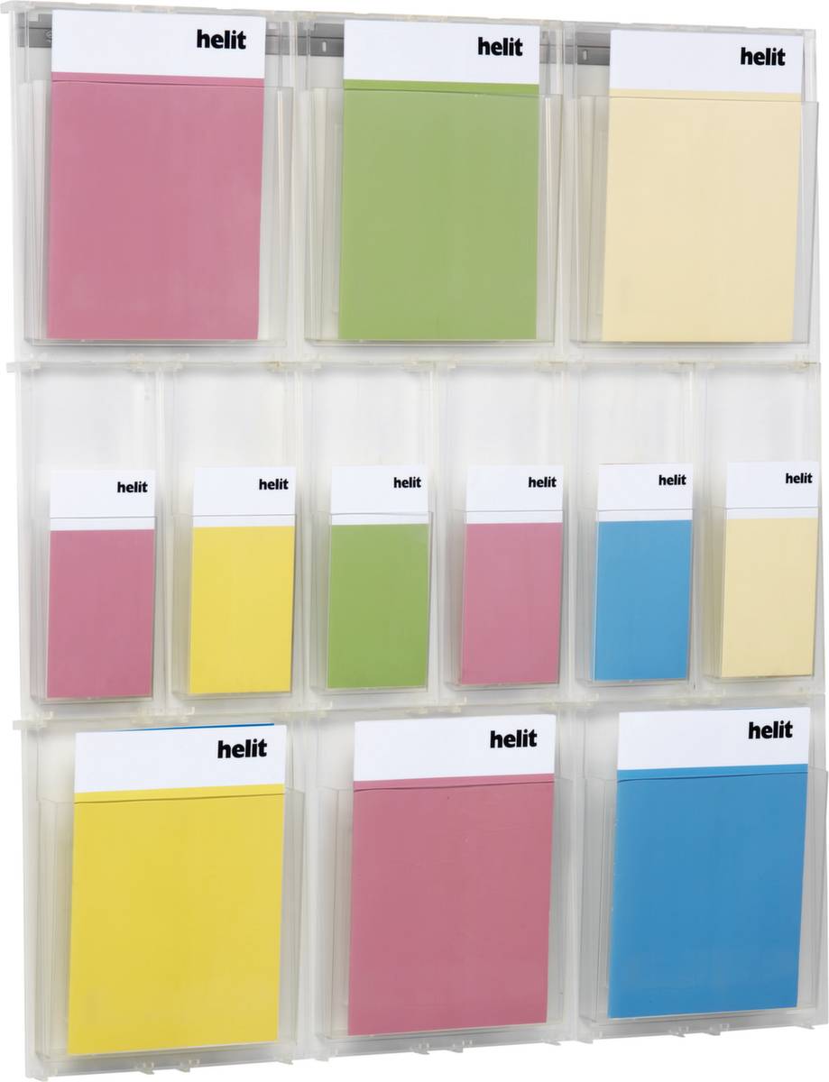 Wandprospekthalter,HxBxT 978x852x54mm,f. 6xDIN A4/6xDIN lang,Ablage(n) transparent,Gestell transparent-0