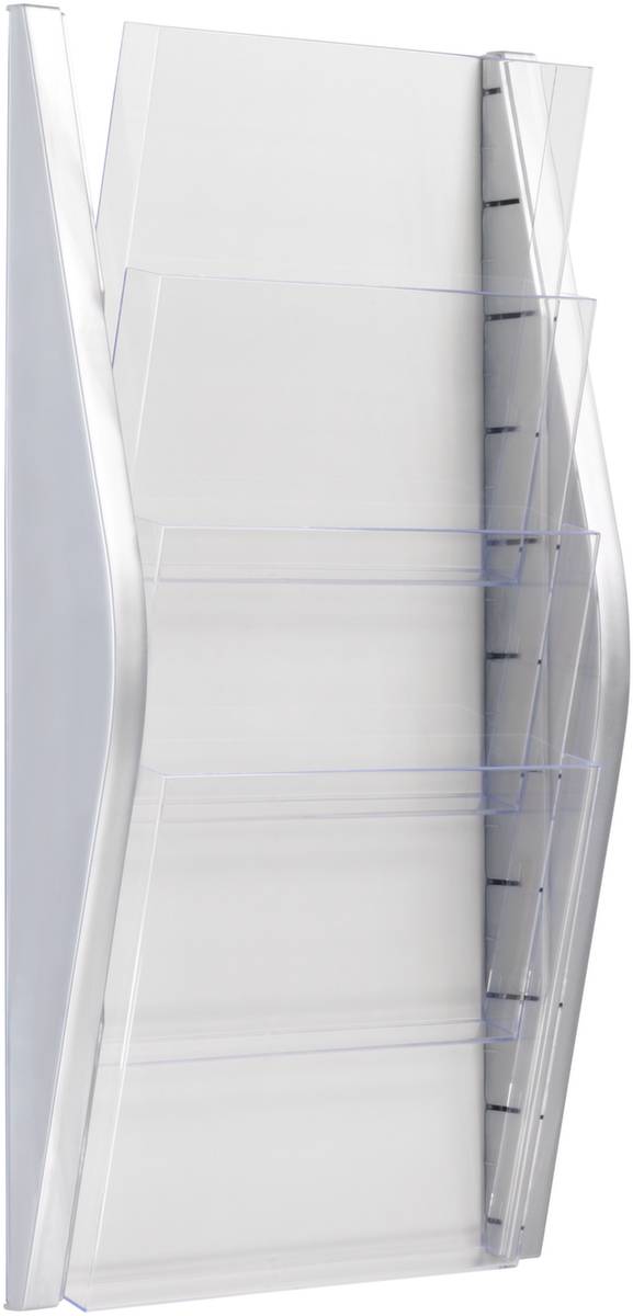 Wandprospekthalter,HxBxT 540x280x80mm,f. 4xDIN A4,Ablage(n) transparent,Gestell silber-0