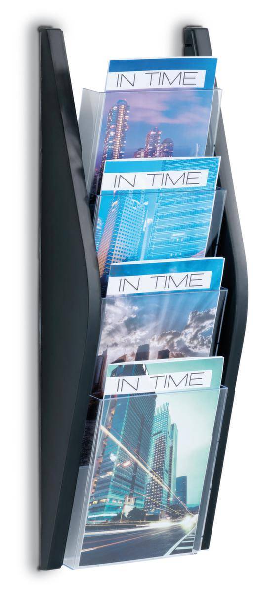 Wandprospekthalter,HxBxT 540x280x80mm,f. 4xDIN A4,Ablage(n) transparent,Gestell schwarz-0