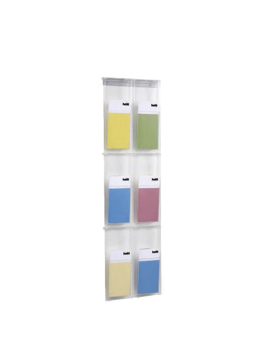 Wandprospekthalter,HxBxT 978x284x54mm,f. 6xDIN lang,Ablage(n) transparent,Gestell transparent-0