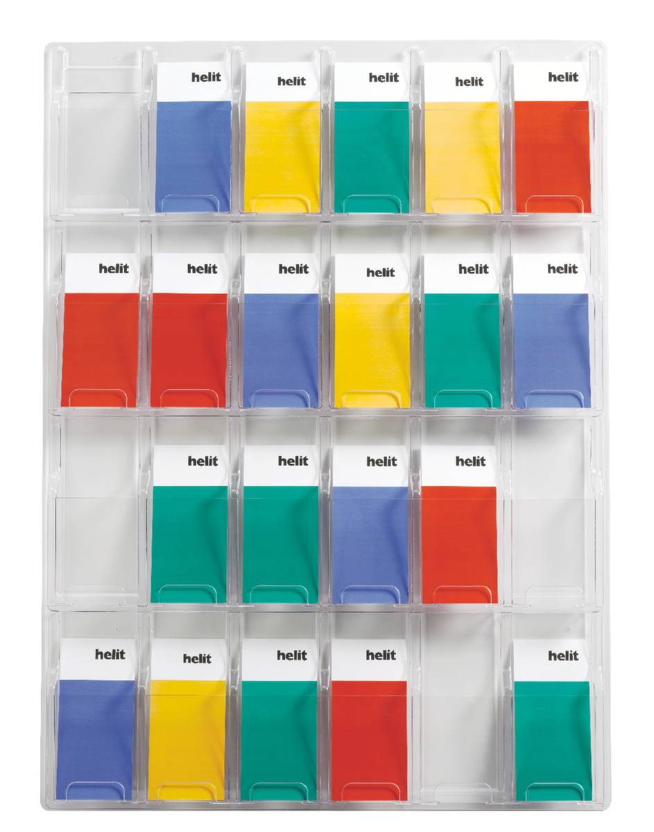 Wandprospekthalter,HxBxT 1045x766x51mm,f. 24xDIN lang,Ablage(n) transparent,Gestell transparent-1