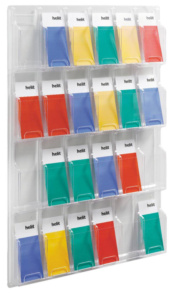 Wandprospekthalter,HxBxT 1045x766x51mm,f. 24xDIN lang,Ablage(n) transparent,Gestell transparent-2