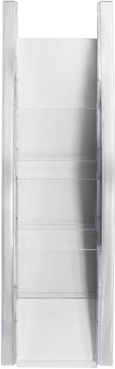 Wandprospekthalter,HxBxT 540x169x80mm,f. 4xDIN lang,Ablage(n) transparent,Gestell silber-1