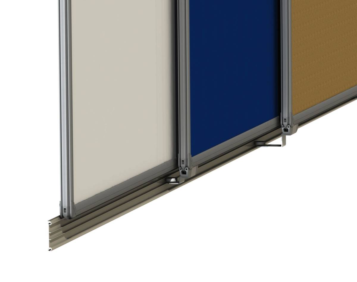 Wandschiene f. Tafeln,HxB 8x3000mm,3 Kanäle,Alu,silber-1