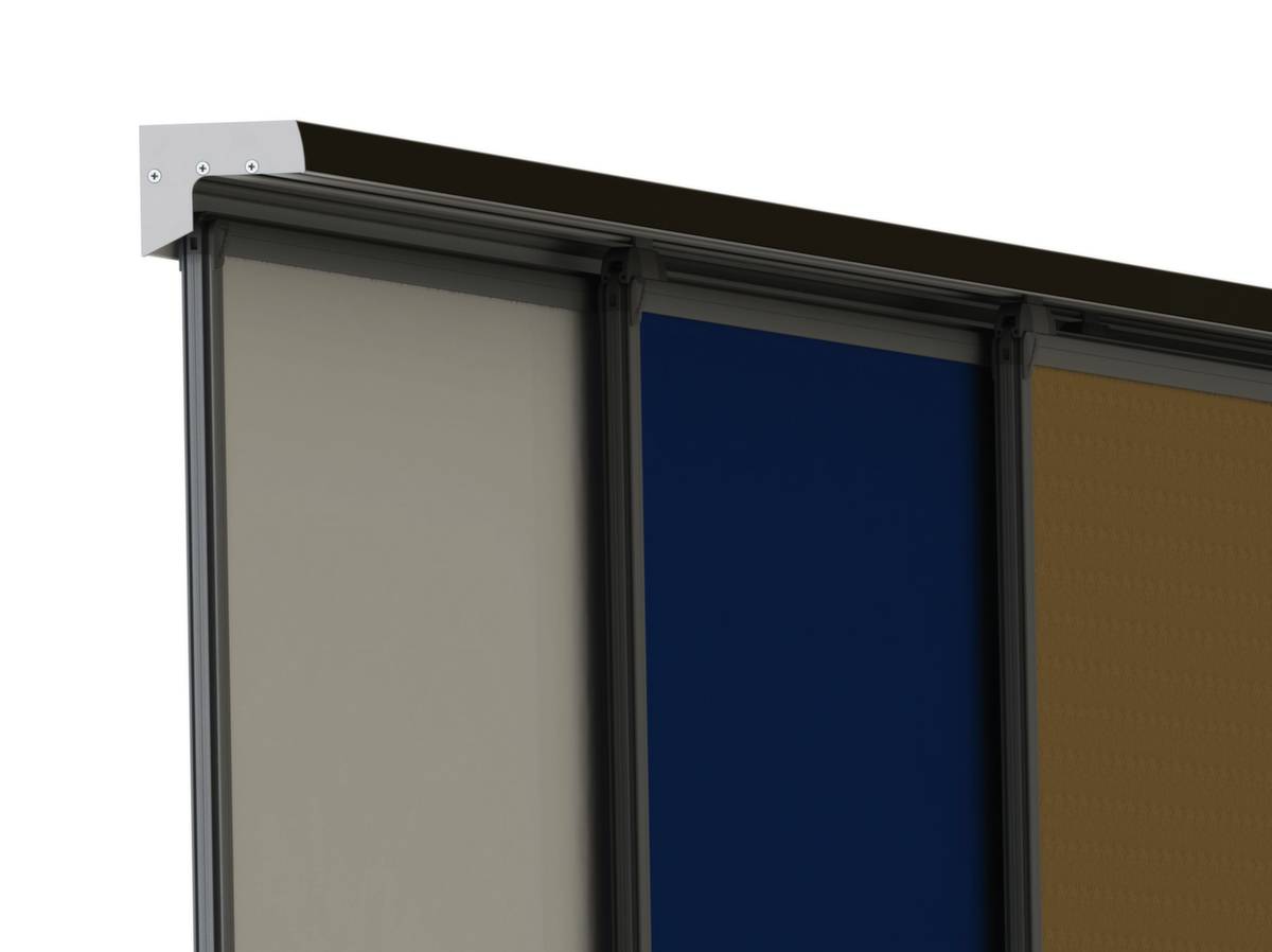 Wandschiene f. Tafeln,HxB 8x3000mm,3 Kanäle,Alu,silber-2