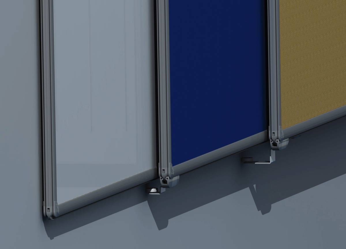 Wandschiene f. Tafeln,HxB 8x3000mm,3 Kanäle,Alu,silber-3