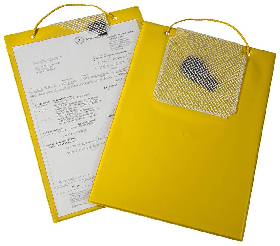 Auftragsmappe,m. Klettverschluss,Kordel,Schlüsselfach,f. DIN A4,hochfeste Folie,gelb-0