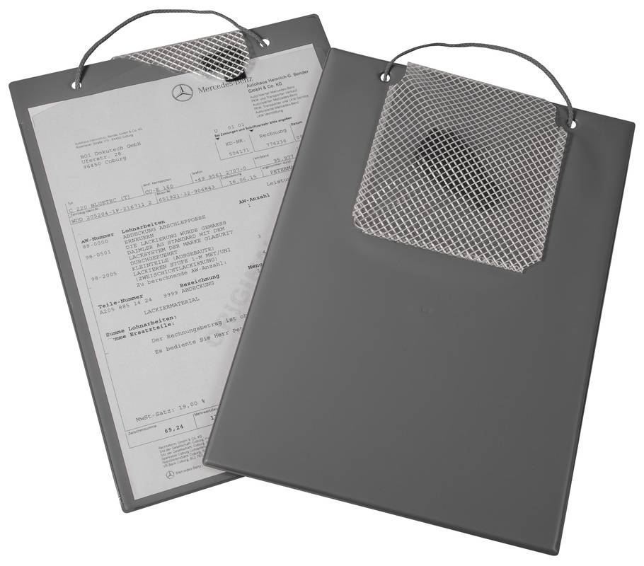 Auftragsmappe,m. Klettverschluss,Kordel,Schlüsselfach,f. DIN A4,hochfeste Folie,grau-0