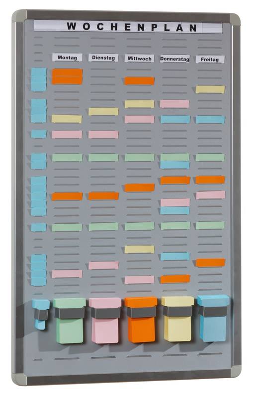 Büroplaner,210 Fächer,HxB 652x455mm,m. Zeitspalte,Ablage(n) Hartschaum,hellgrau-0