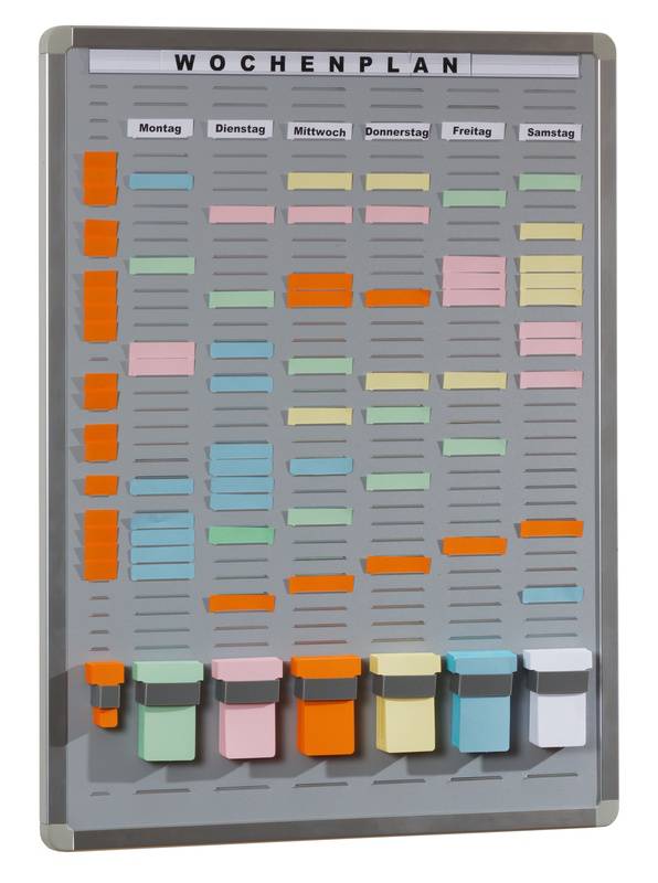 Büroplaner,35 Fächer,HxB 652x529mm,m. Zeitspalte,Ablage(n) Hartschaum,hellgrau-0