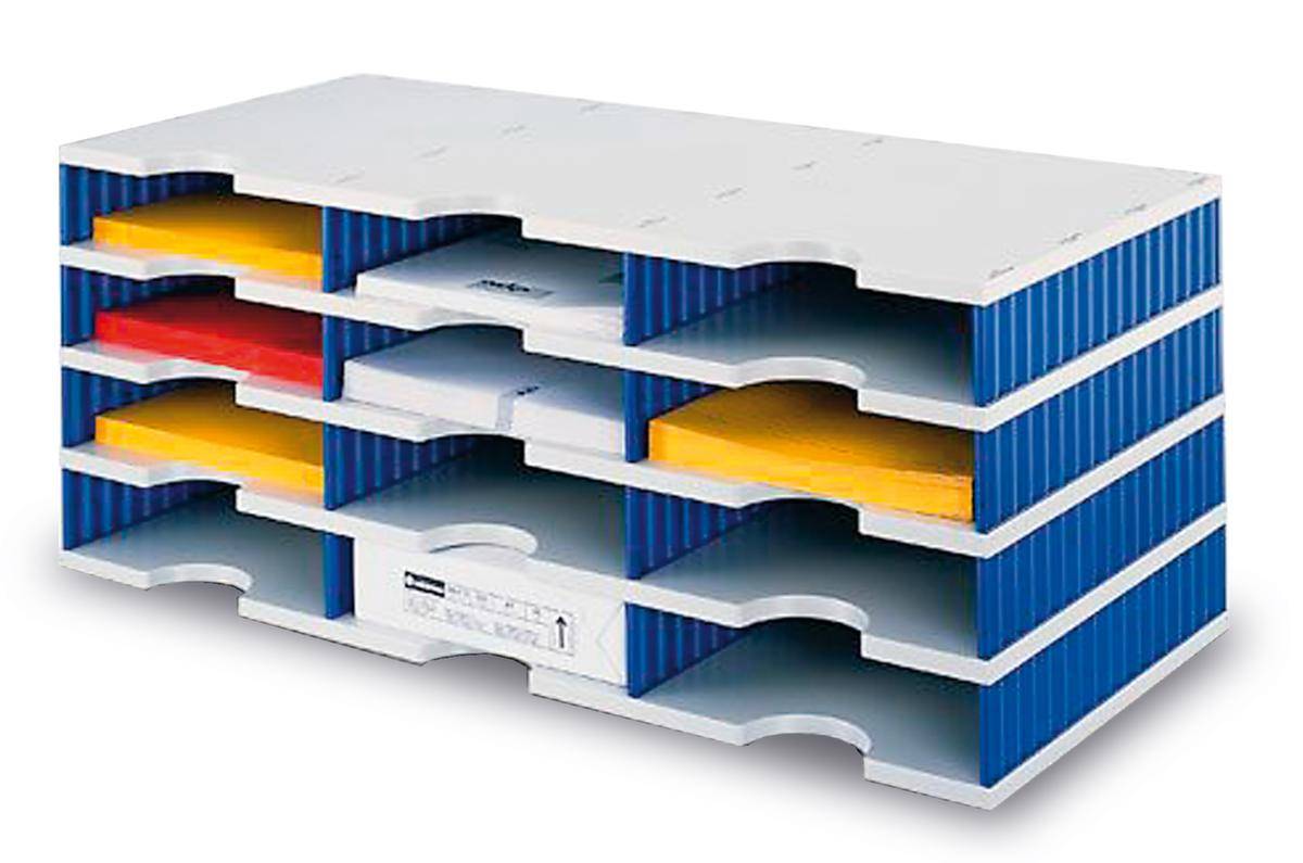 Sortierablage Trio 12 Fächer H293xB723xT331mm Polystyrol grau/blau STYRO-2