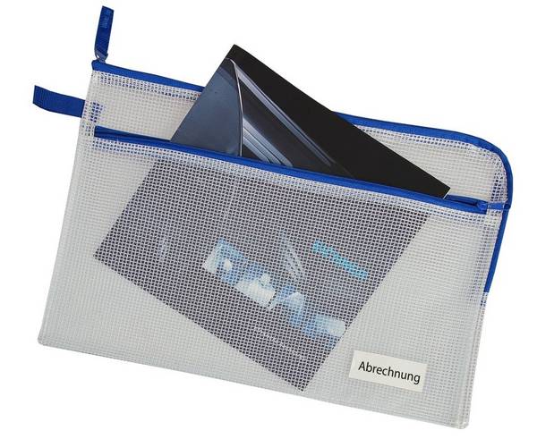 Reißverschlussbeutel,DIN A4,PVC,transparent,Reißverschluss blau