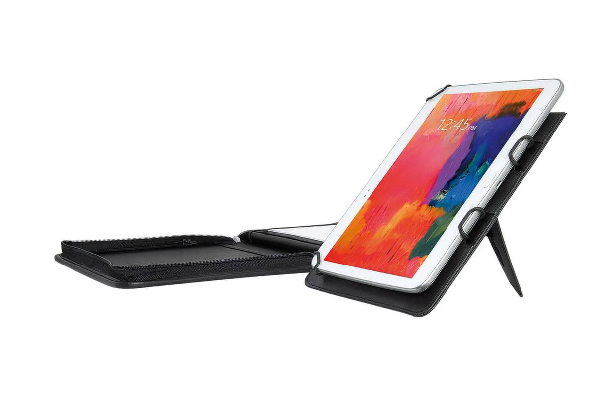 Tablet-Organizer,HxBxT 45x230x300mm,m. Präsentationsständer,Handytasche,Block,Schlaufen,schwarz-4