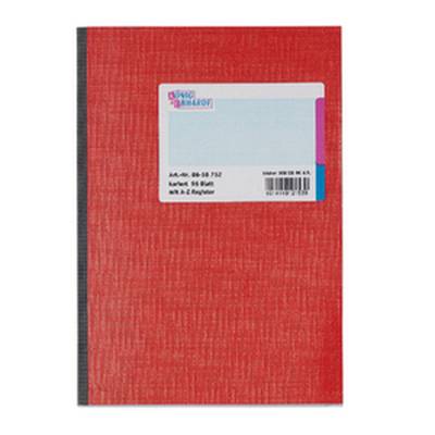 Registerbuch,DIN A5,kariert,96 Blatt,Einband Karton,glanzlackiert,rot