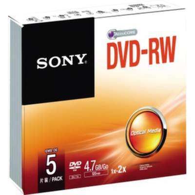 Sony DVD-RW 5DMW47SS 16x 4,7GB 120Min. Slimcase 5 St./Pack.