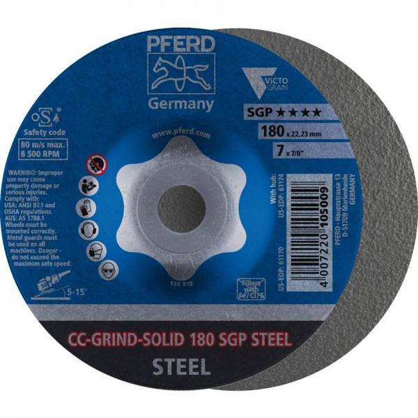 Schleifscheibe CC-Grind Solid SGP STEEL 180mm PFERD