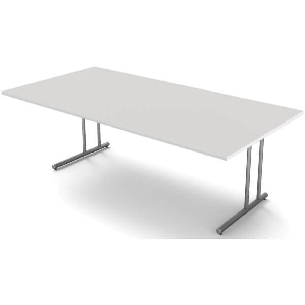 Schreibtisch start up Fuß silber BxT 200x100cm lichtgrau
