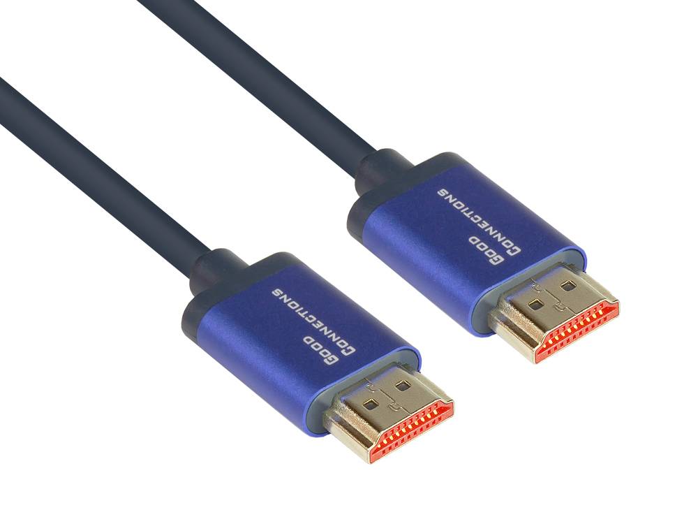 Good Connections® Ultra-High-Speed HDMI® 2.1 SmartFLEX Kabel, 8K UHD-2 / 4K UHD, Aluminiumgehäuse, CU, dunkelblau, 1m,-0