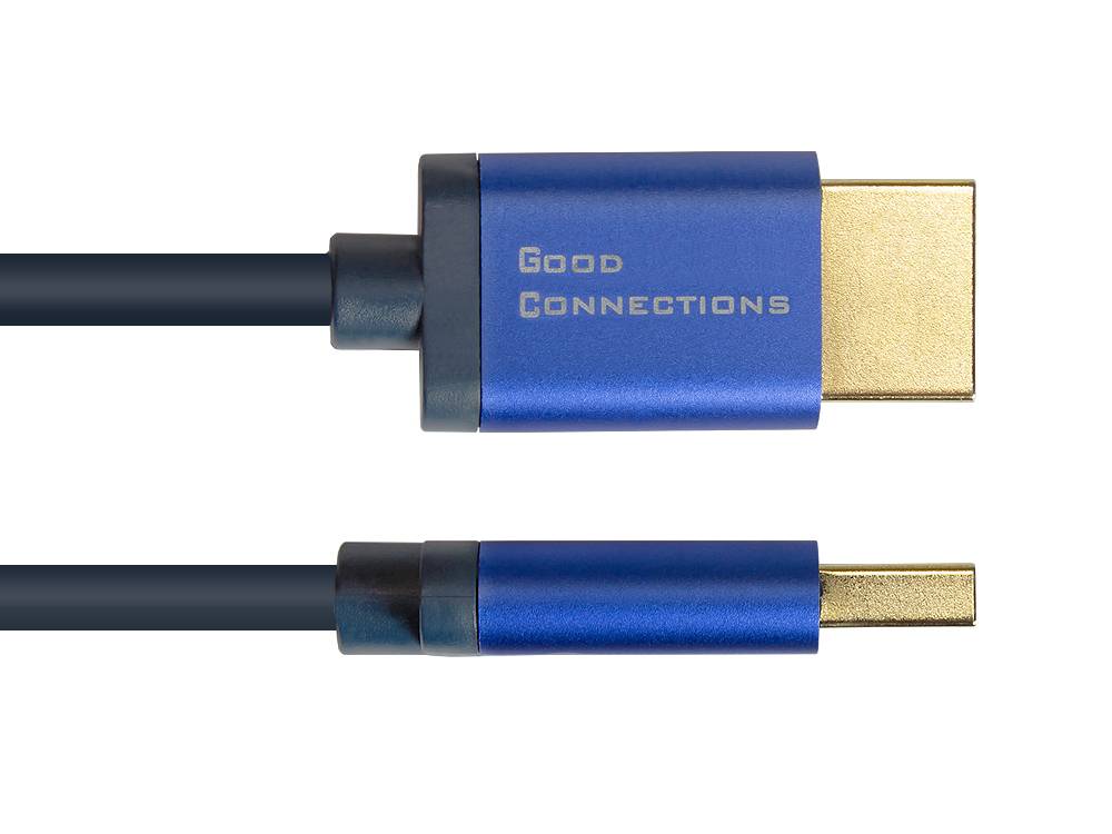 Good Connections® Ultra-High-Speed HDMI® 2.1 SmartFLEX Kabel, 8K UHD-2 / 4K UHD, Aluminiumgehäuse, CU, dunkelblau, 1m,-2