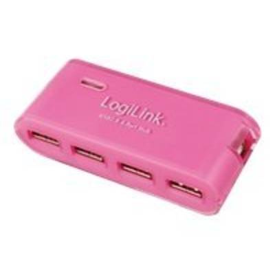 LogiLink USB-HUB 4-Port m. Netzteil    pink