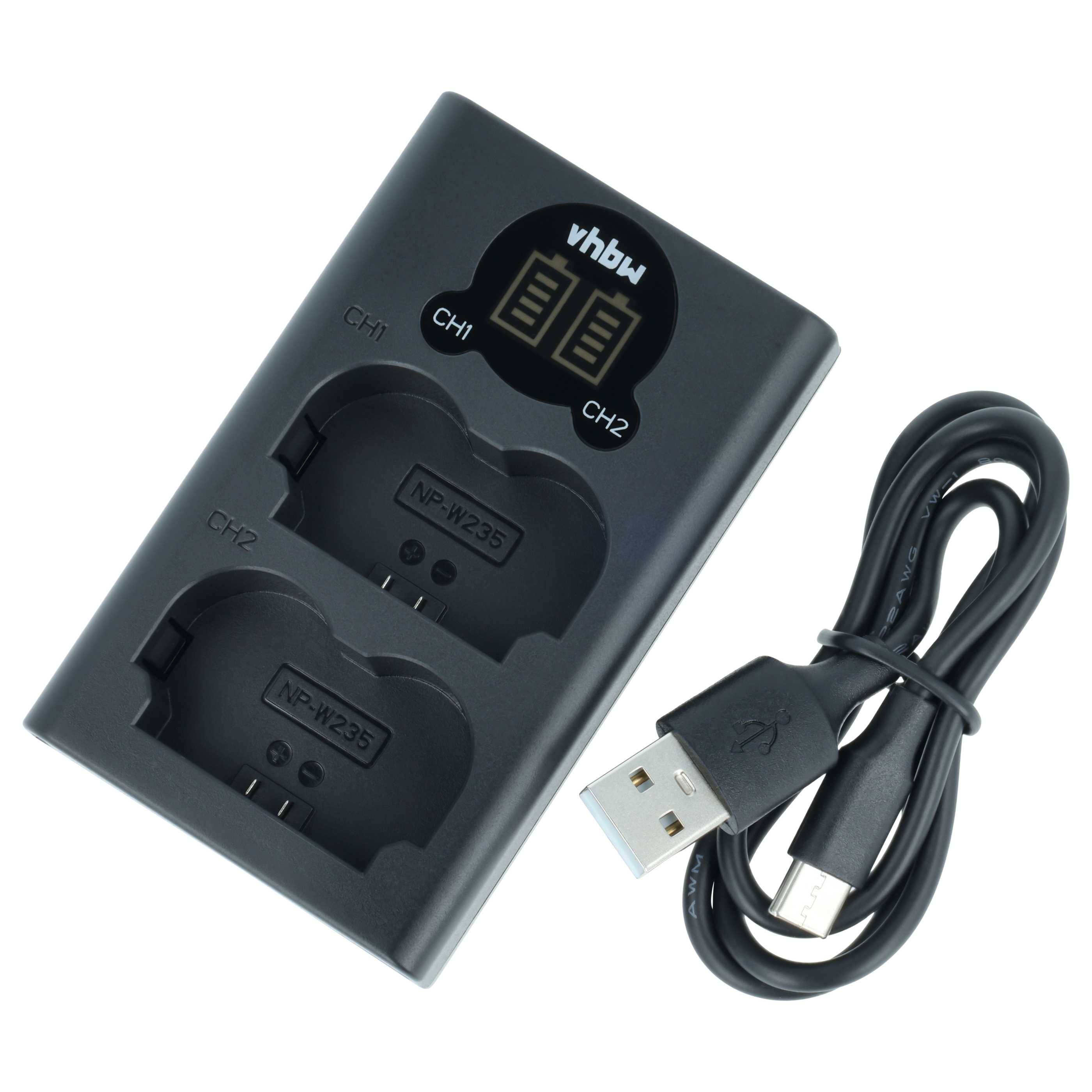 vhbw Micro-USB+USB-C Charger kompatibel mit Fujifilm GFX100 II | GFX100S Kamera - Ladeschale + Micro-USB Kabel-0