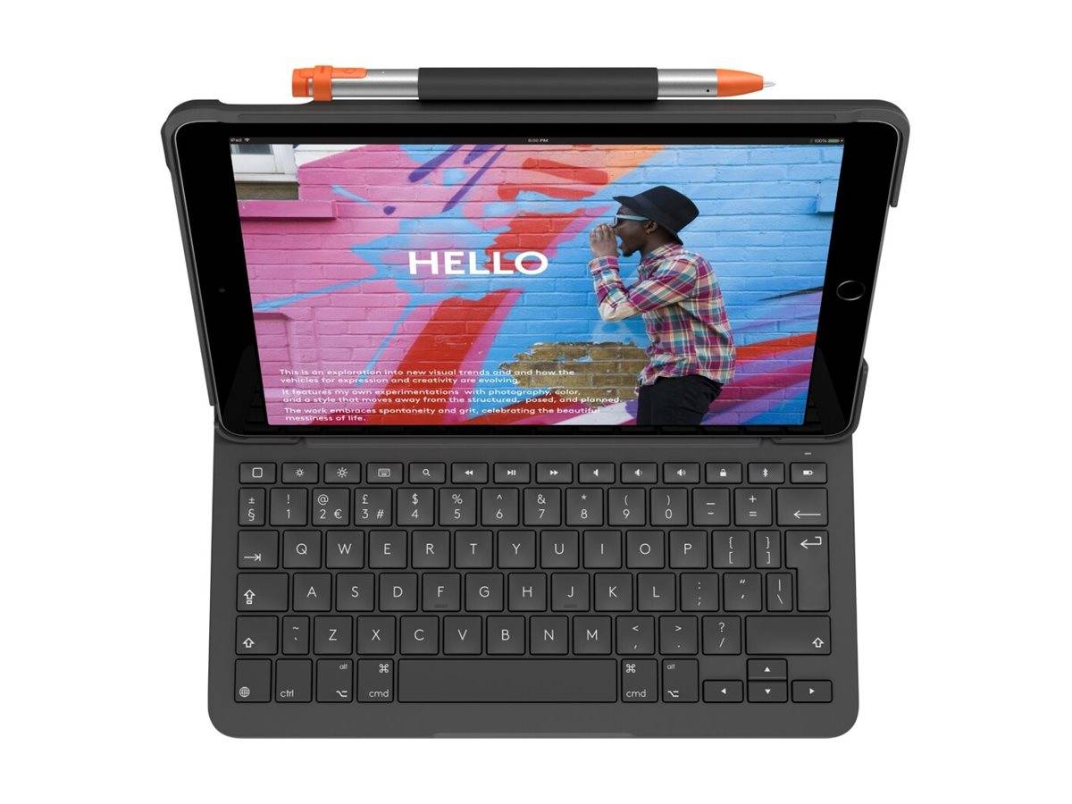 Logitech Slim Folio - Tastatur und Foliohülle - Bluetooth - Graphite - für Apple 10.2-inch iPad - TL: UK, QWERTY-0