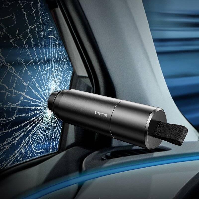 Baseus 2 in 1 Sicherheitshammer KFZ Auto Pkw Glas Autofenster Breaker Rettung Not Hammer & Gurt Schneider-2