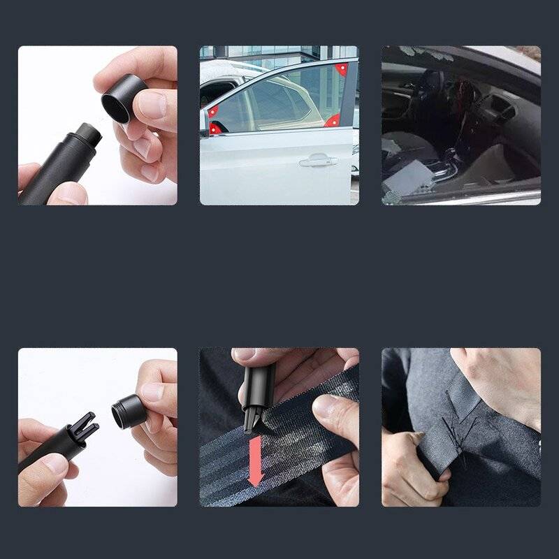 Baseus 2 in 1 Sicherheitshammer KFZ Auto Pkw Glas Autofenster Breaker Rettung Not Hammer & Gurt Schneider-4