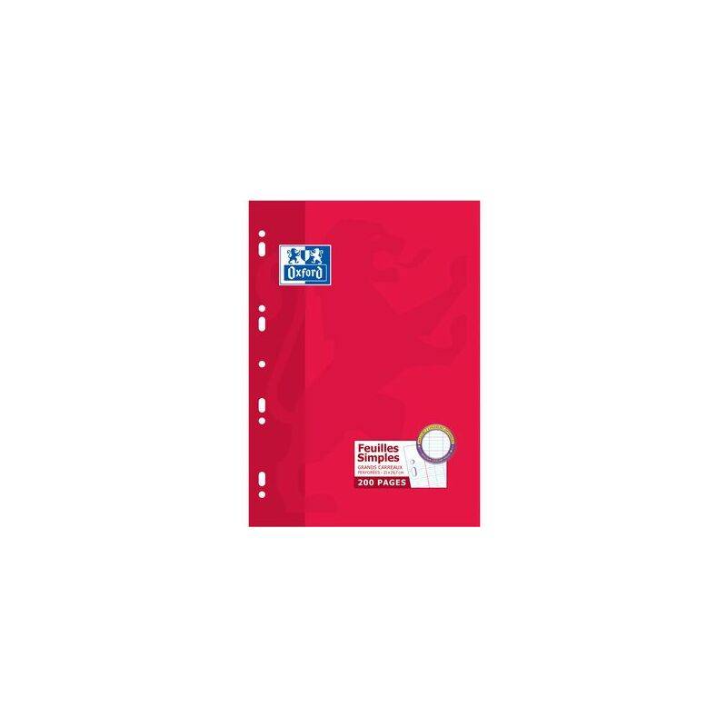 Oxford Feuilles simples perforées, A4, quadrillé 5x5 margé-0