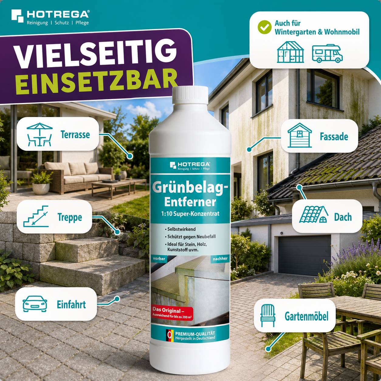 HOTREGA Grünbelag Entferner Super Konzentrat Set 3-teilig-1