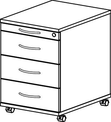 Rollcontainer Pro-B H590xB428xT580mm weiß 3 Schubl.-0