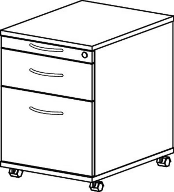 Rollcontainer Pro-B H590xB428xT580mm Buchedekor 1 Schubl.u.1 Hängeregisterauszug