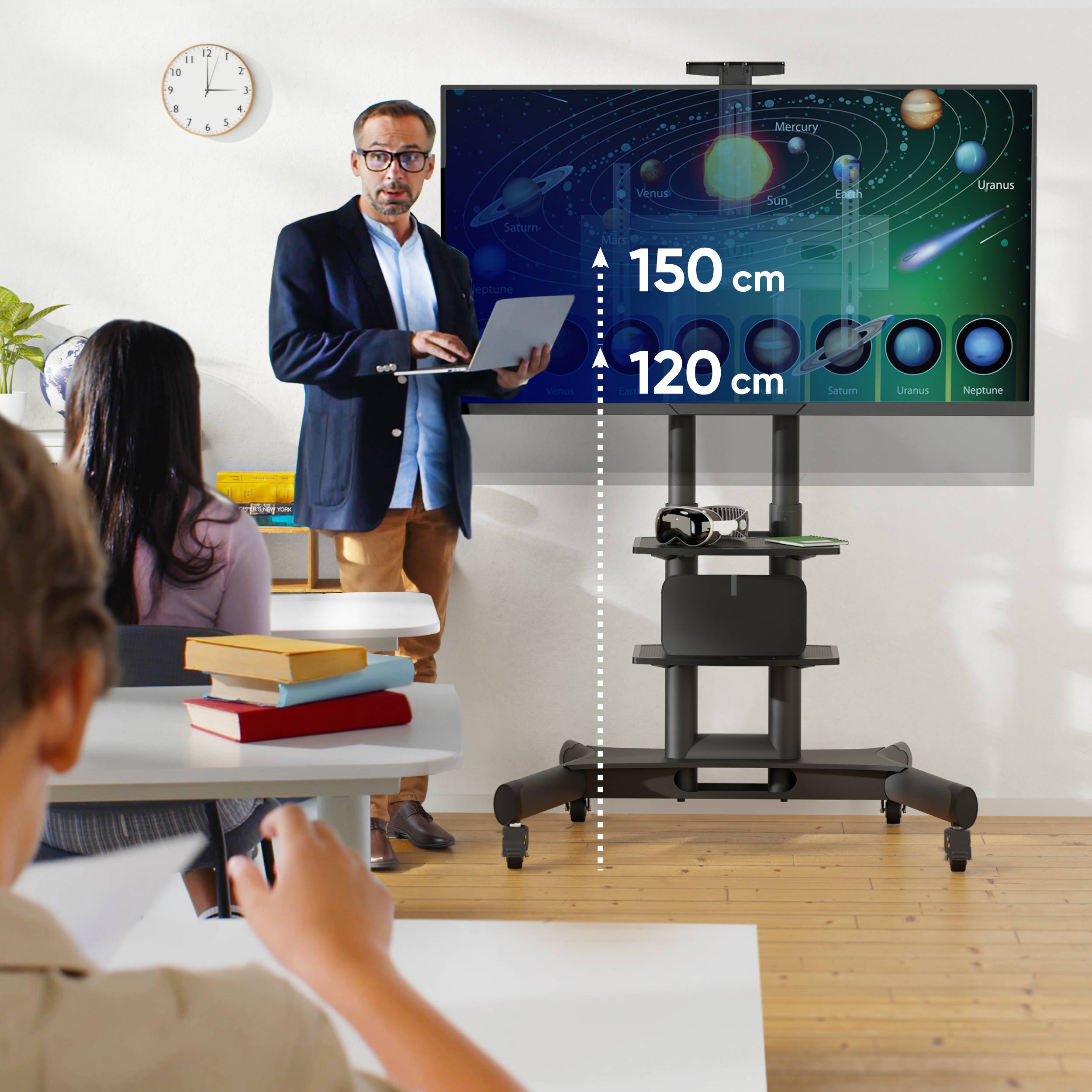 ONKRON TV Ständer 40"-70", 45.5 kg max, VESA 600x400, Höhenverstellbar, TS1552-B Schwarz-2
