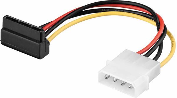 Goobay PC Stromkabel/Stromadapter, 5.25 Stecker zu SATA 90° SATA Standard Stecker 90° > HDD/5,25 Zoll-Stecker (4-Pin) 0.