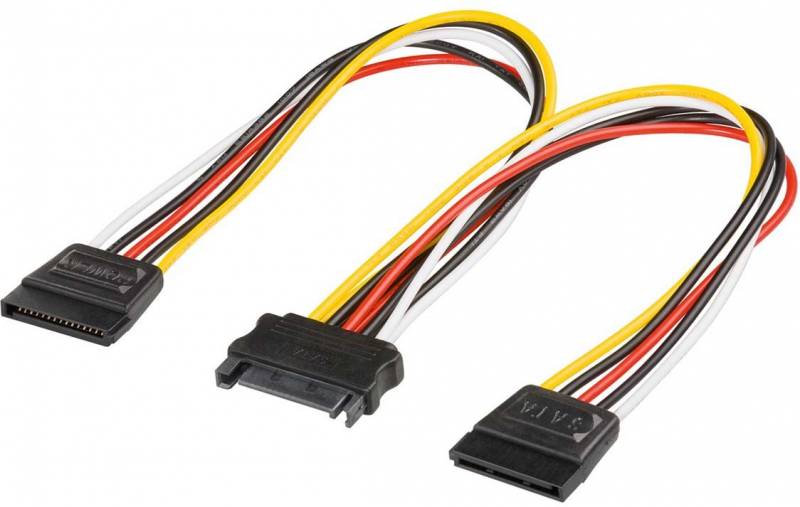 Goobay PC Y Stromkabel/Stromadapter, SATA 1x Buchse zu 2x Stecker 2x SATA-Standard Stecker > SATA Standard Buchse 0.2 m-0