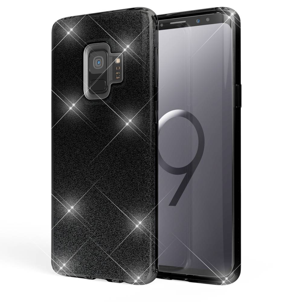 Samsung Galaxy S9 Hülle Handyhülle von NALIA, Glitzer Slim Case Cover Schutzhülle Schwarz-0