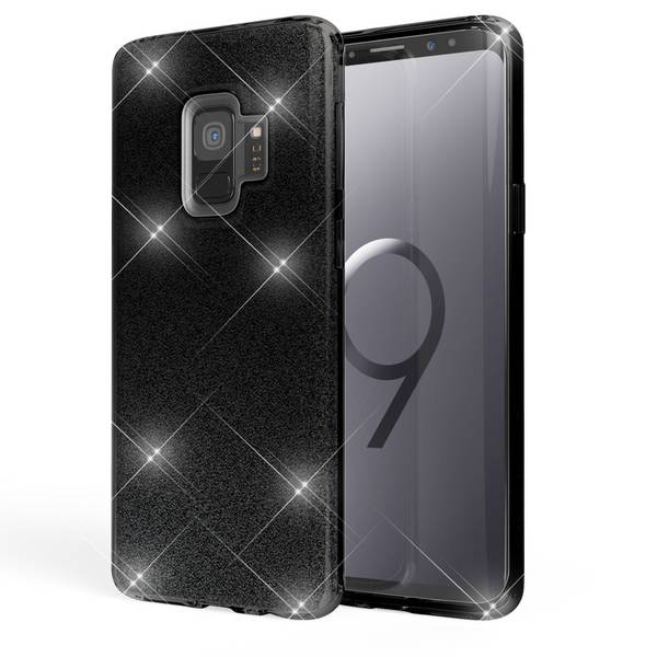Samsung Galaxy S9 Hülle Handyhülle von NALIA, Glitzer Slim Case Cover Schutzhülle Schwarz