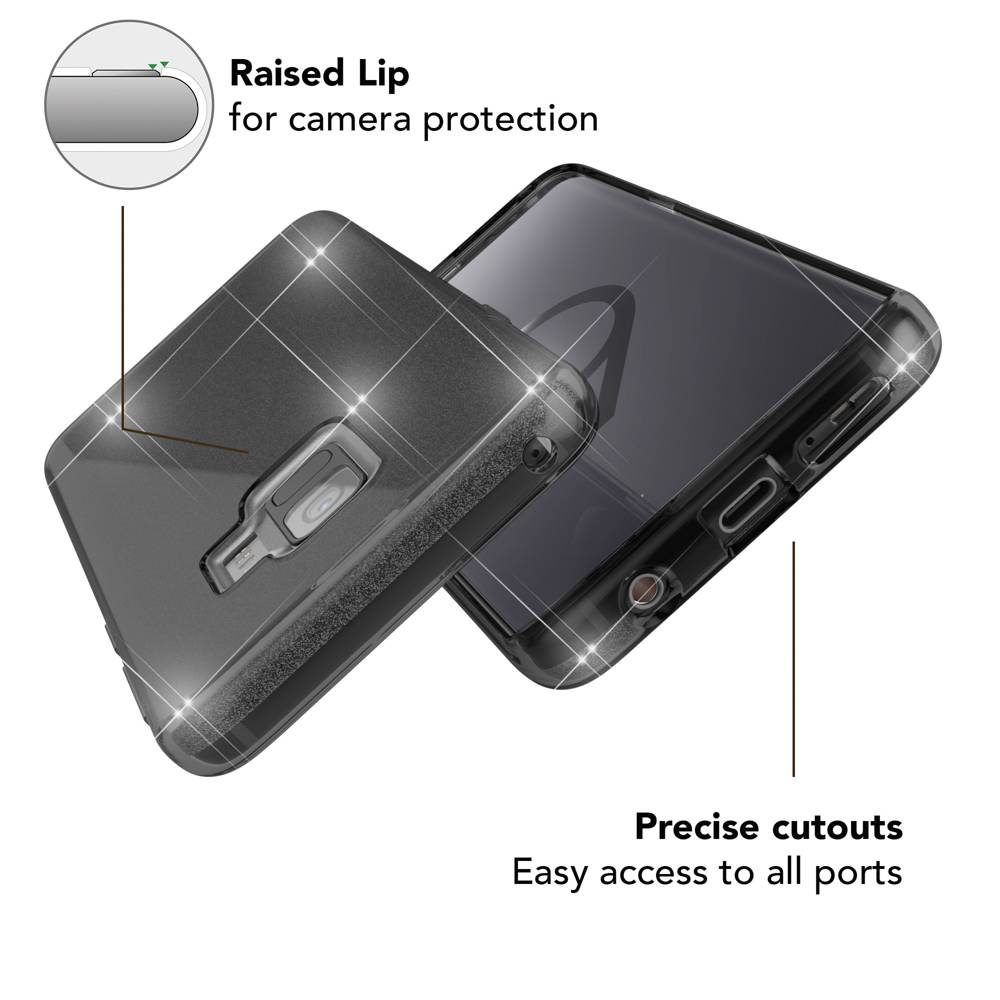 Samsung Galaxy S9 Hülle Handyhülle von NALIA, Glitzer Slim Case Cover Schutzhülle Schwarz-1