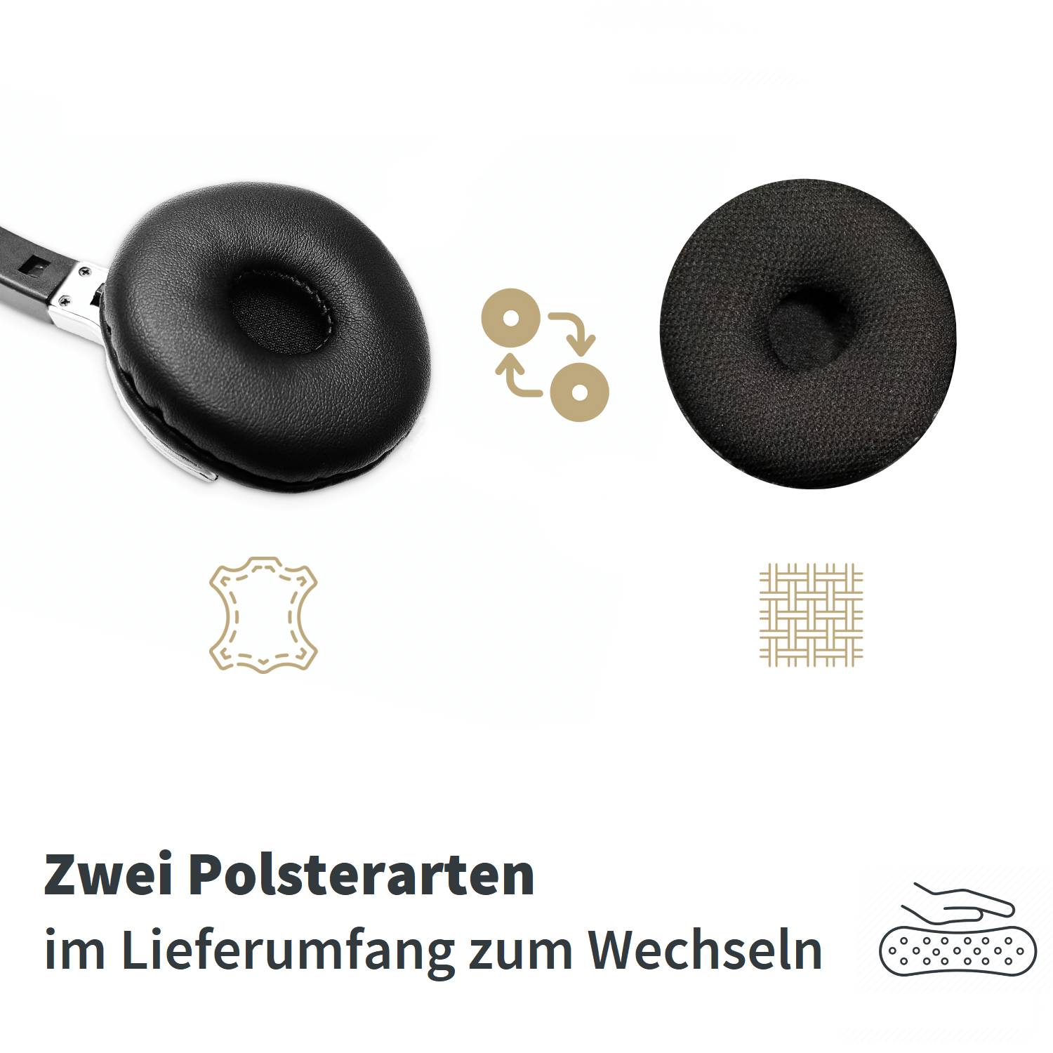 GEQUDIO Headset 2-Ohr für Mitel, Aastra, Poly, Gigaset-RJ Telefon inklusive RJ Kabel, Lautstärkeregelung, Ersatz Polster-3