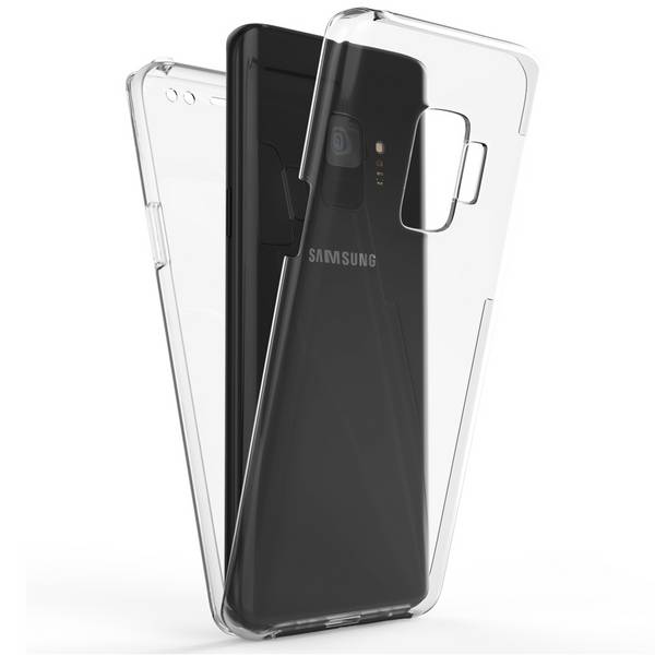 NALIA 360 Grad Handy Hülle für Samsung Galaxy S9, Full Cover Case Bumper Etui Transparent