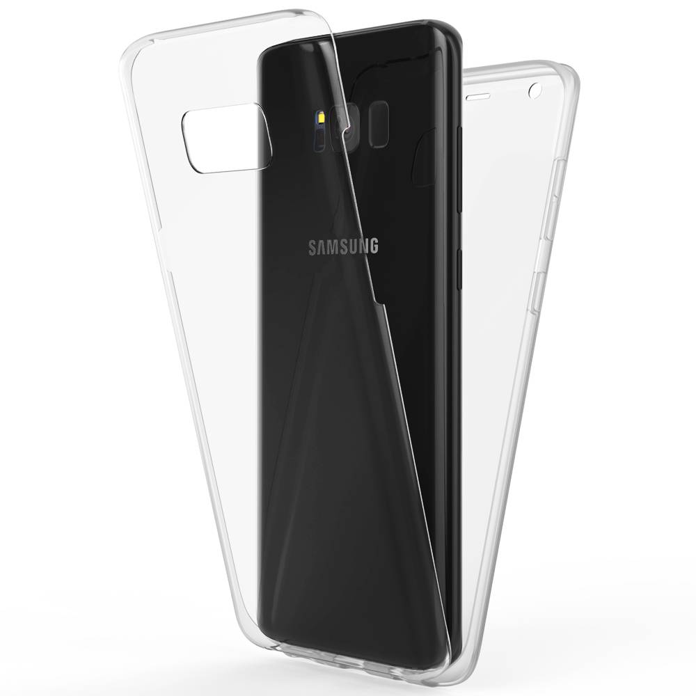 NALIA 360 Grad Handy Hülle für Samsung Galaxy S8, Full Cover Silikon Bumper Etui Transparent-0