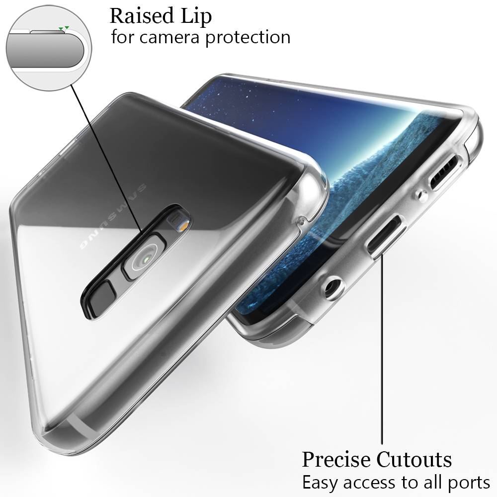 NALIA 360 Grad Handy Hülle für Samsung Galaxy S8, Full Cover Silikon Bumper Etui Transparent-1