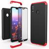 Huawei P20 Lite Hülle 360 Grad Handyhülle mit Displayschutz von NALIA, 360° Cover Rot Schwarz