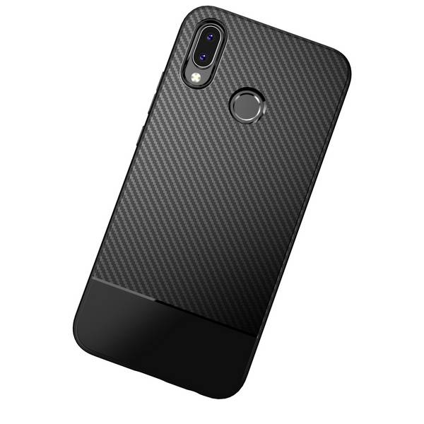 Huawei P20 Lite Handy Hülle von NALIA, Slim Soft Silikon Case Dünne Carbon Look Schwarz