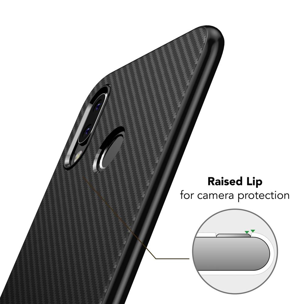 Huawei P20 Lite Handy Hülle von NALIA, Slim Soft Silikon Case Dünne Carbon Look Schwarz-2
