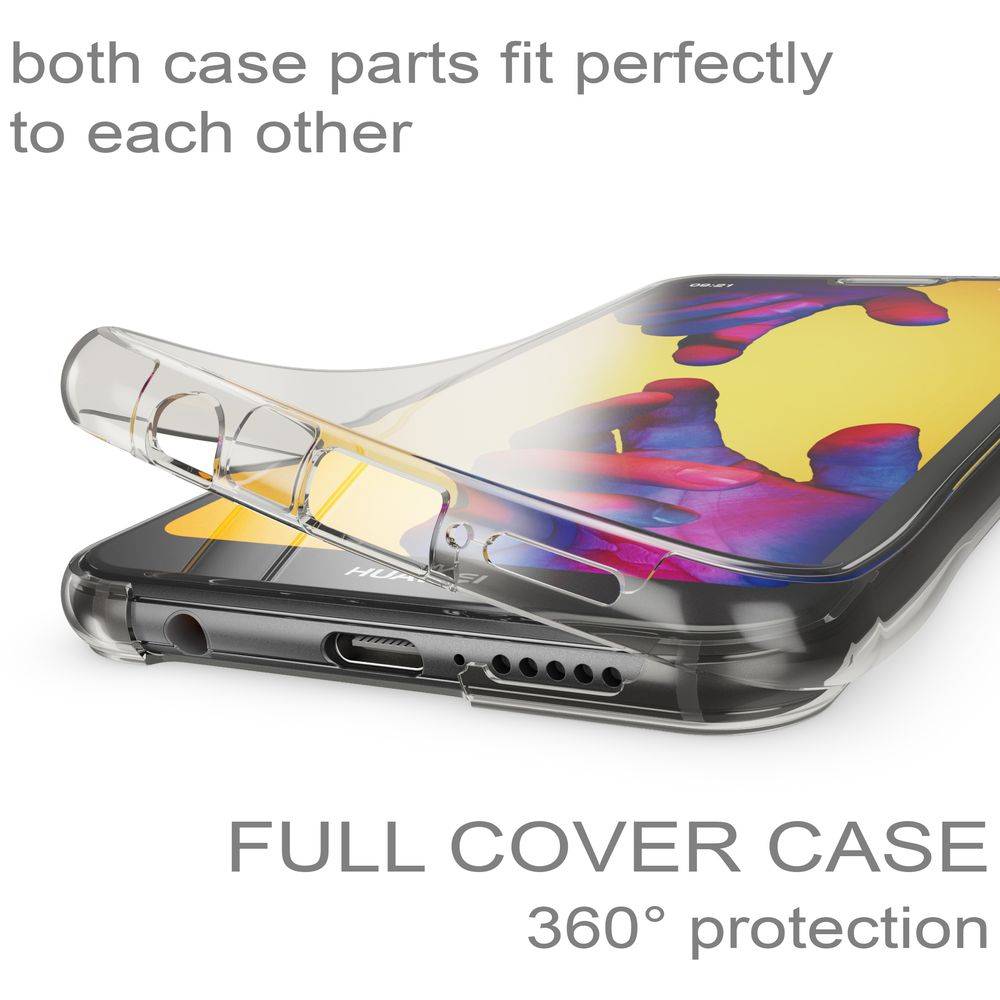 Huawei P20 Lite 360 Grad Handy Hülle von NALIA, Cover Etui Rundum Schutz Case Grau-1