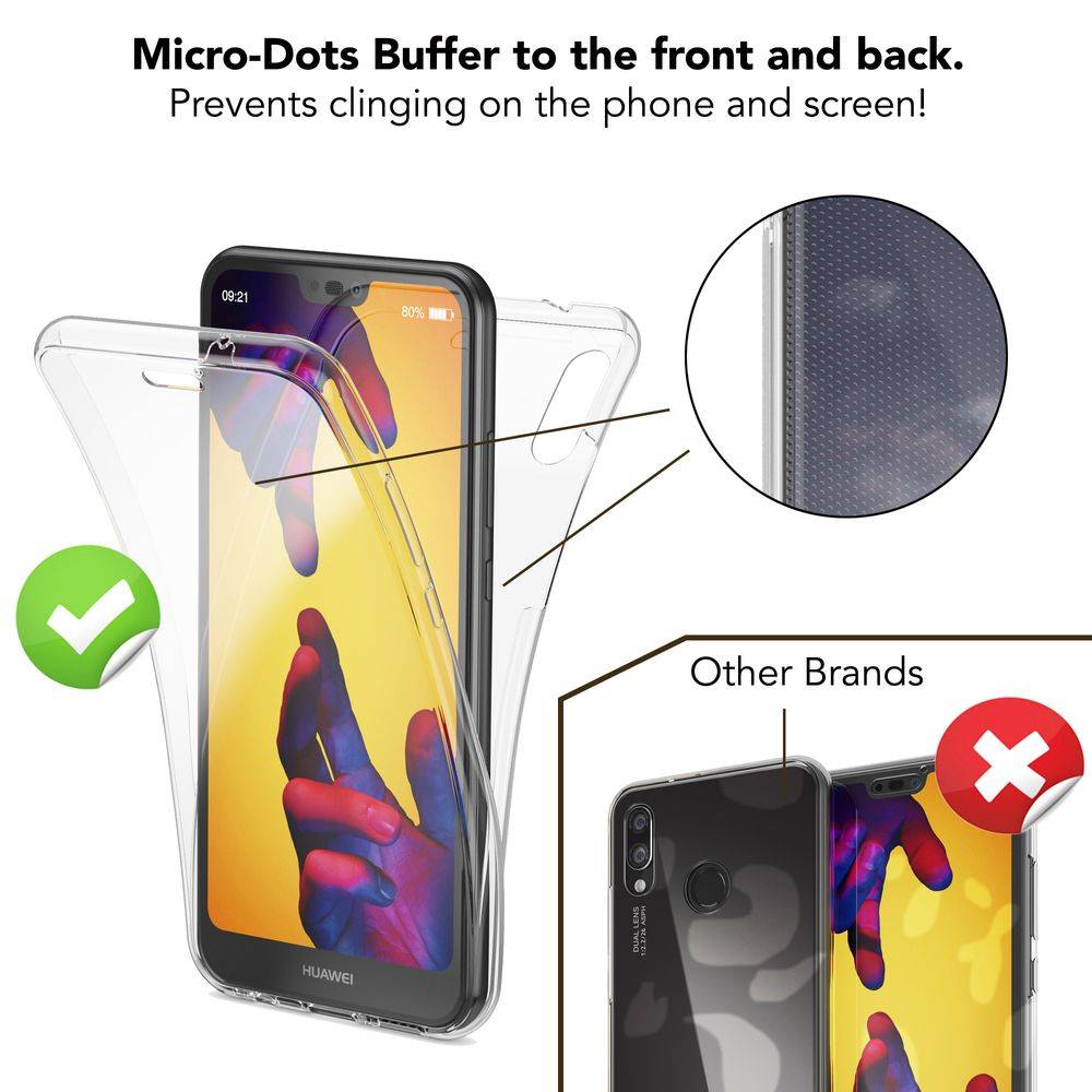 Huawei P20 Lite 360 Grad Handy Hülle von NALIA, Cover Etui Rundum Schutz Case Grau-2