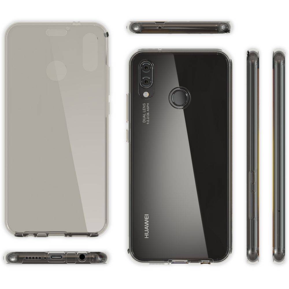 Huawei P20 Lite 360 Grad Handy Hülle von NALIA, Cover Etui Rundum Schutz Case Grau-4