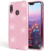 Huawei P20 Lite Hülle Handyhülle von NALIA, Glitzer Silikon-Case Back-Cover Pink